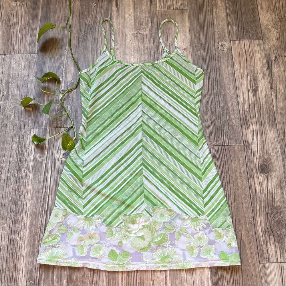 Vintage 1997 Victoria Secret's Green Striped Slip